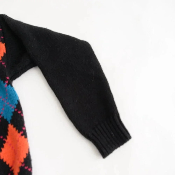 Vintage Attitude Black Argyle Pattern Knit Mockneck Sweater S - Picture 5 of 12